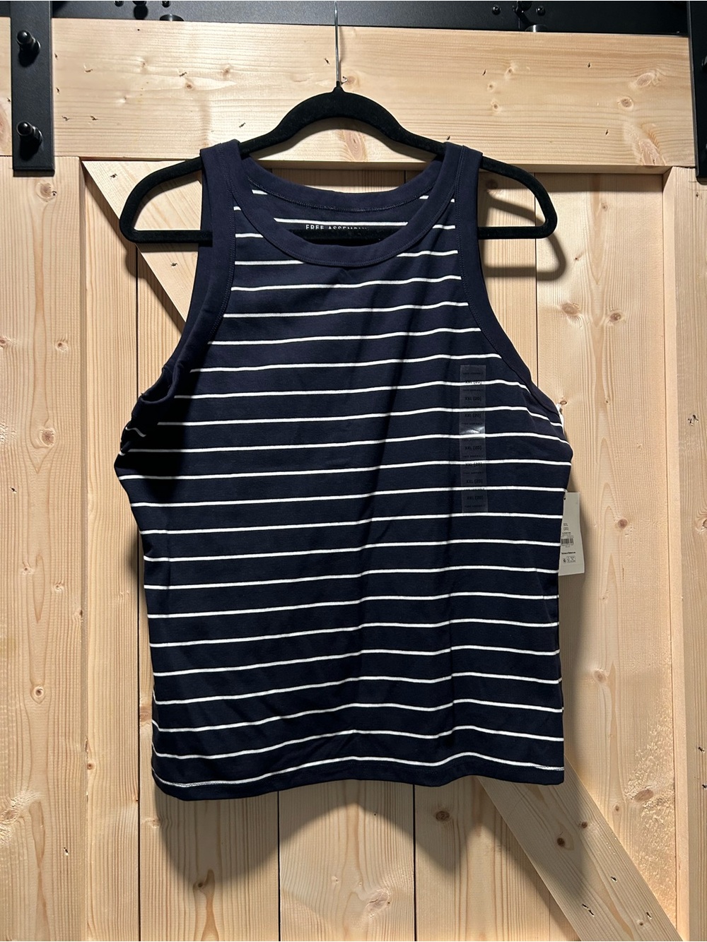 Striped Navy & White Sleeveless Rash Guard Tank
